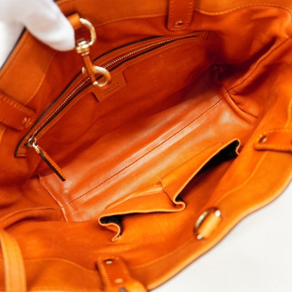 Gucci Python Leather Tote Bag Orange - image 4